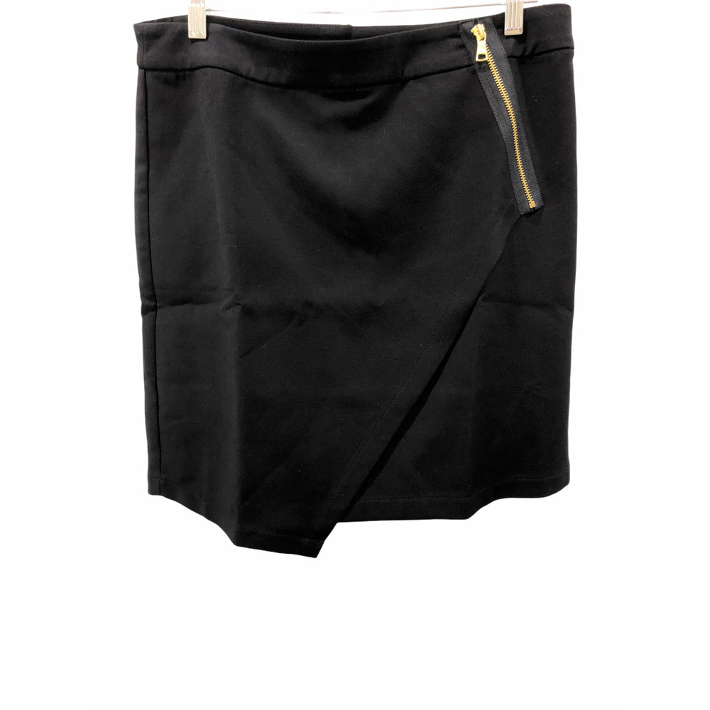 Styled by Joe Zee Women's Envelope Skirt with Zipper Detail Black Size 12